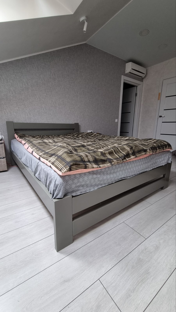 Двуспальная кровать из массива дуба Палермо плюс 150х220 Серая эмаль K ...