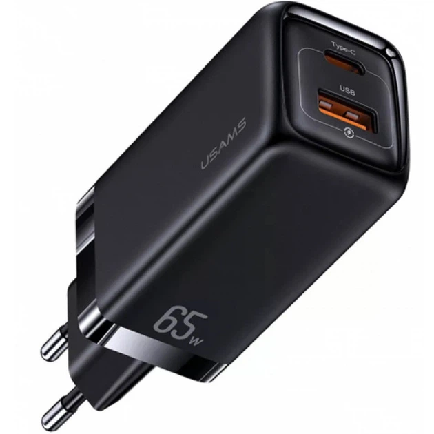 СЗУ Usams US-CC153 T47 65W Dual Ports Super Si PD Fast Charger Black - изображение 2