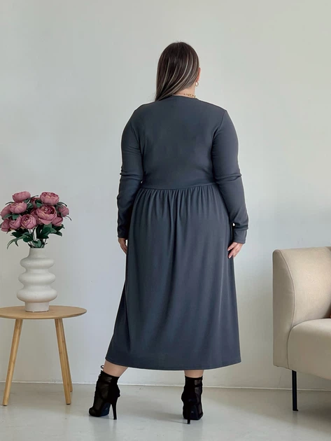 Платье в рубчик длинное осеннее женское Merlini Донато 700001390 2XL-3XL Серое (700001390_3) - Фото 2 Платье в рубчик длинное осеннее женское Merlini Донато 700001390 2XL-3XL Серое (700001390_3) - изображение 2