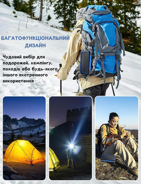 Водонепроницаемый павербанк Djroll 36000 mah повербанк с солнечной панелью power bank с беспроводной зарядкой - Фото 6 Водонепроницаемый павербанк Djroll 36000 mah повербанк с солнечной панелью power bank с беспроводной зарядкой - изображение 6