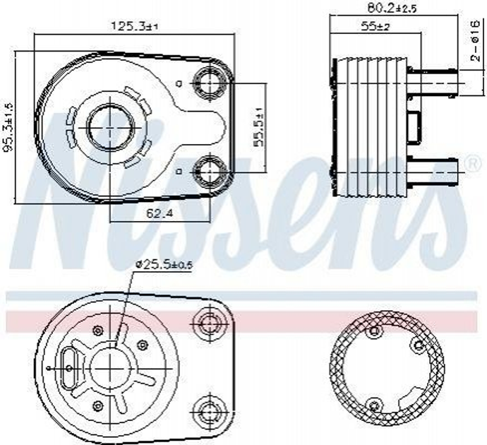 Масляный радиатор (теплообменник) NISSENS 90898 Jeep Cherokee KJ; Chrysler Voyager 05140531AA, 05166925AA, 05166925AB - изображение 1