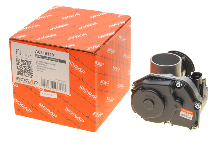 Дросельна заслінка BOGAP A6319119 Volkswagen Polo, Golf, Bora; Seat Toledo, Ibiza, Leon, Cordoba; Skoda Octavia 030133064F, 30133064F - зображення 1