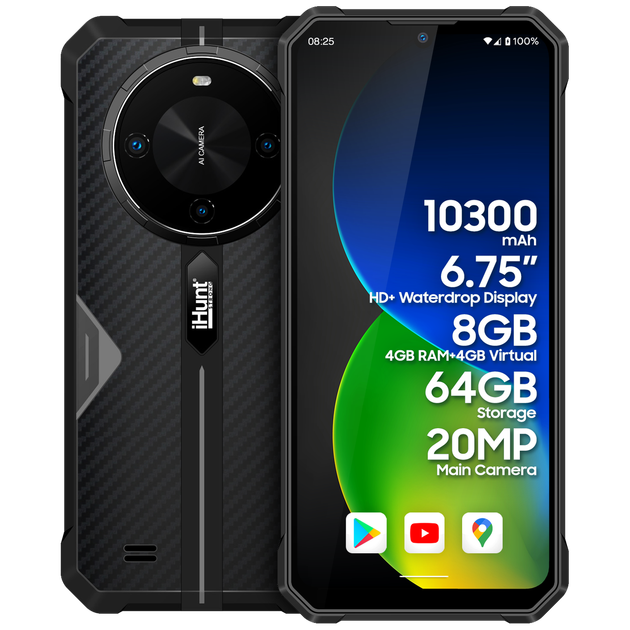 Протиударний cмартфон iHunt Titan P10000 PRO Black - 4/64 Гб, 10300 мАг - Фото 1 Протиударний cмартфон iHunt Titan P10000 PRO Black - 4/64 Гб, 10300 мАг - зображення 1