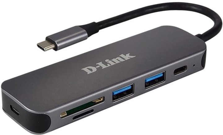 Hub USB D-Link DUB-2325 5-in-1 USB-C with Card Reader Silver - obraz 1