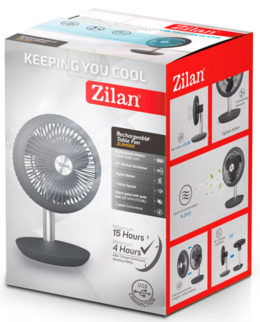 Настільний вентилятор Zilan ZLN4000 5W Black - зображення 8