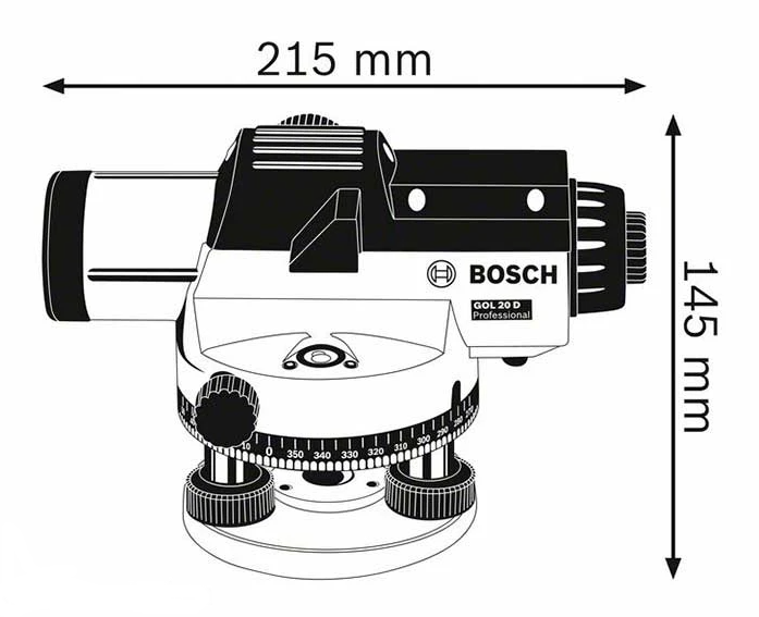 Оптический нивелир Bosch GOL 26D + строительный штатив BT160 + измерительная рейка GR500 (0601068002) - изображение 4