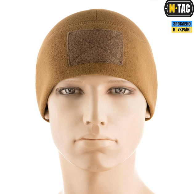 Зимняя M-Tac шапка Watch Cap Elite флис (270г/м2) с липучкой Coyote Brown койот S - изображение 2