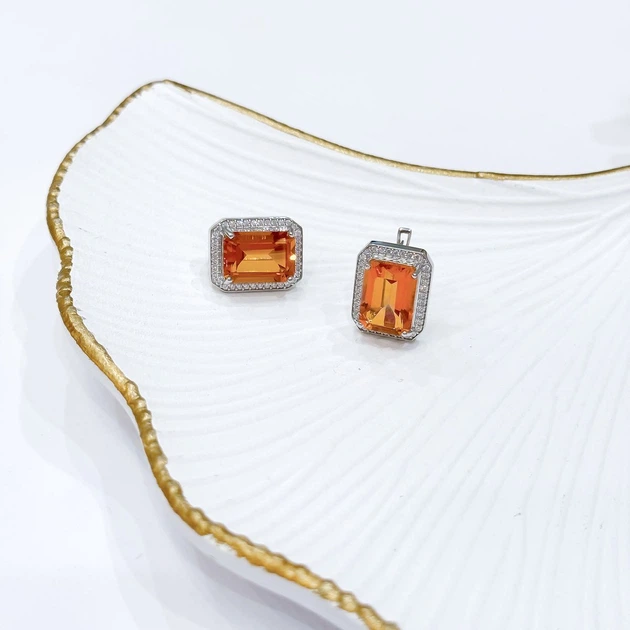 Срібні сережки з блакитним кварцом 18.54ct. - зображення 8