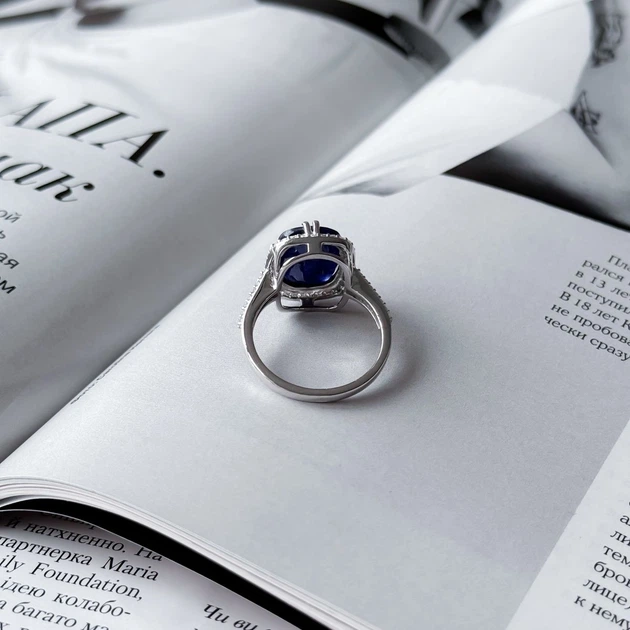 Срібна каблучка з натуральним сапфіром 8.087ct, вага виробу 4,82 гр (2157809) - зображення 4