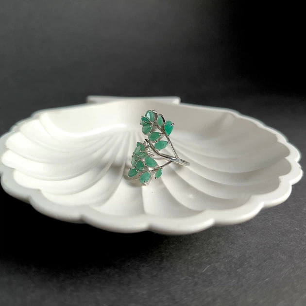 Срібна каблучка з натуральним смарагдом 2.8ct, вага виробу 5,41 гр (2163527) - зображення 6