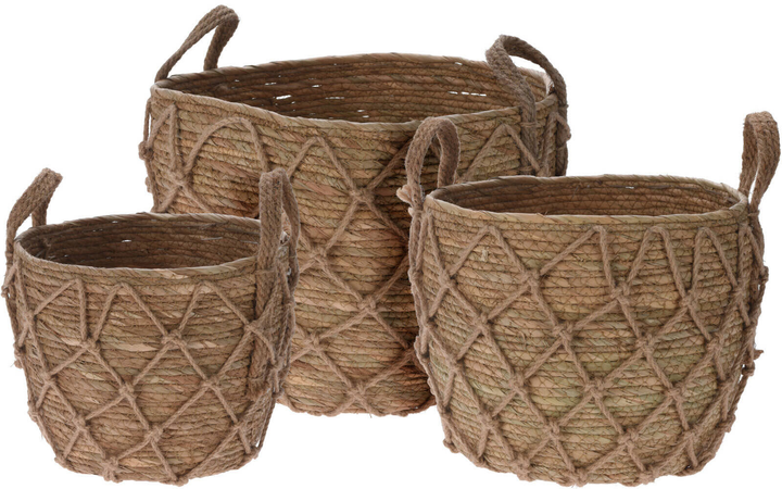 Kosze do przechowywania Home & Styling Collection z uchwytami wierzba i rattan 3 szt (8720573516686) - obraz 1