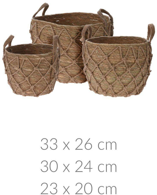 Kosze do przechowywania Home & Styling Collection z uchwytami wierzba i rattan 3 szt (8720573516686) - obraz 2