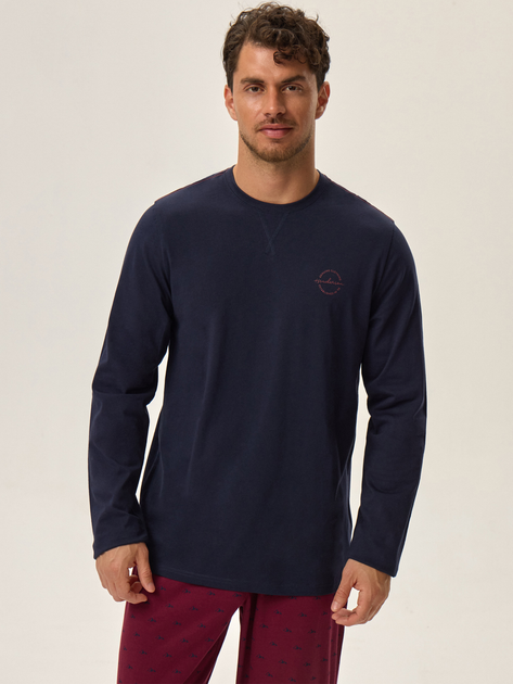 Piżama męska z długimi spodniami i długim rękawem Henderson 41915-59X 2XL Granatowy/Bordowy (5903972333082) - obraz 3