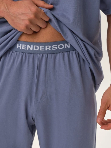 Piżama męska z długimi spodniami i krótkim rękawem Henderson 42012-05X 2XL Błękitna (5903972347638) - obraz 4