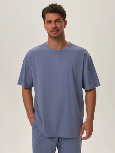 Piżama męska z długimi spodniami i krótkim rękawem Henderson 42012-05X 3XL Błękitna (5903972347621) - obraz 3