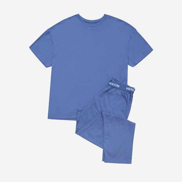 Piżama męska z długimi spodniami i krótkim rękawem Henderson 42012-05X 2XL Błękitna (5903972347638) - obraz 5