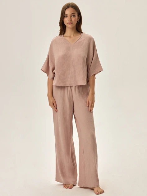 Piżama damska z długimi spodniami i krótkim rękawem bawełniana Henderson 42025-34X L Różowa (5903972349083) - obraz 3