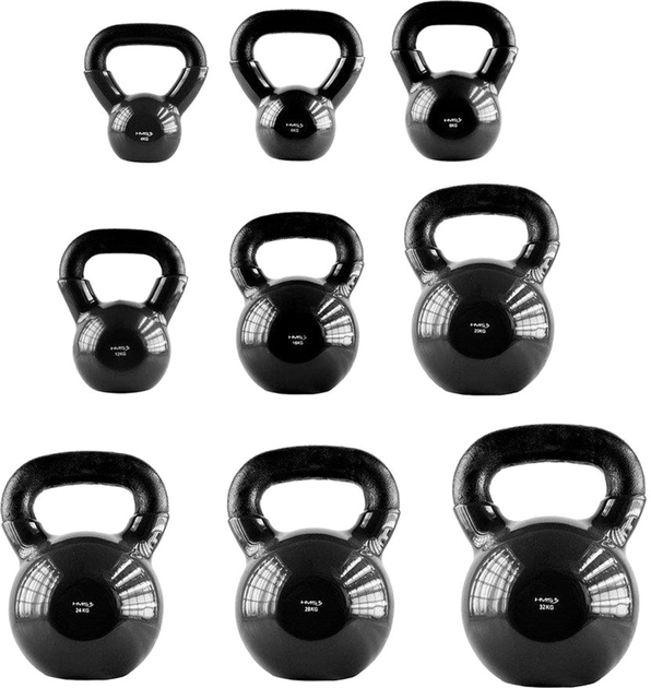 Kattlebell HMS żeliwny pokryty winilem 28 kg Czarny (5907695524215) - obraz 3