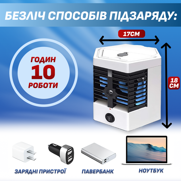 Портативний охолоджувач повітря Arctic Cool Ultra-Pro для приємної прохолоди вдома та в офісі міні кондиціонер з водяним охолодженням холодним зволоженням двома швидкостями USB живленням регулюванням потоку повітря та тихою роботою - Фото 5 Портативний охолоджувач повітря Arctic Cool Ultra-Pro для приємної прохолоди вдома та в офісі міні кондиціонер з водяним охолодженням холодним зволоженням двома швидкостями USB живленням регулюванням потоку повітря та тихою роботою - изображение 5