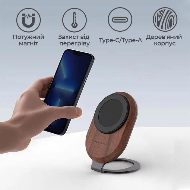 Магнитная беспроводная зарядная станция MagSafe Type-C для Apple iPhone 12, 13, 14, 15 (CC-002) - изображение 3