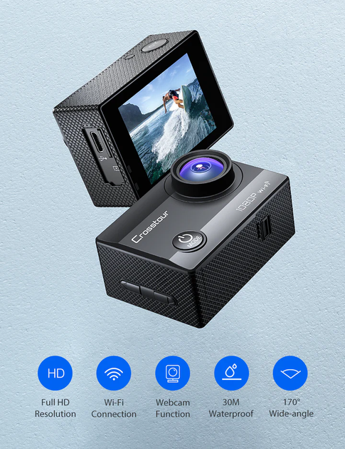 Екшн-камера Crosstour CT7000 / 14Мп / Full HD / 30fps / Wi-Fi / Чорна - зображення 6