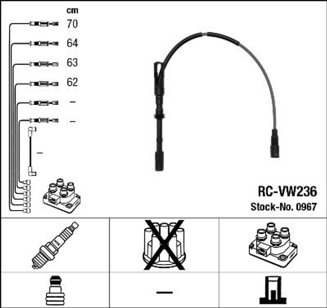 Комплект кабелей зажигания NGK (RC-VW236) - изображение 1