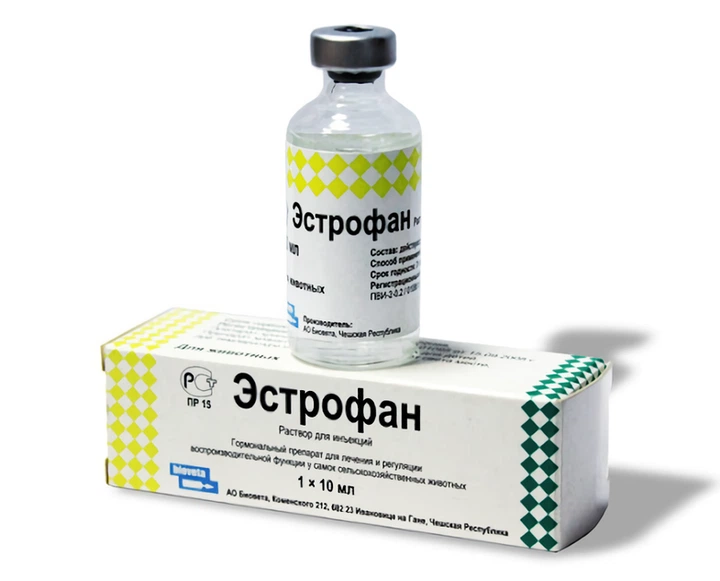Стимулюючий гормональний препарат Естрофан Bioveta для сільськогосподарських тварин 10мл - Фото 1 Стимулюючий гормональний препарат Естрофан Bioveta для сільськогосподарських тварин 10мл - изображение 1