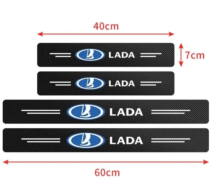 Карбоновые защитные наклейки на пороги автомобиля LADA 4шт - изображение 7
