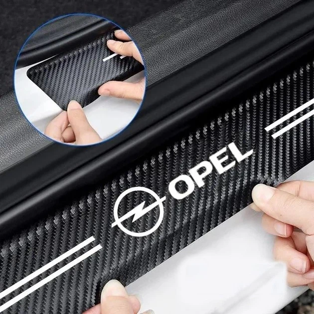 Карбоновые защитные наклейки на пороги автомобиля OPEL 4шт - изображение 3