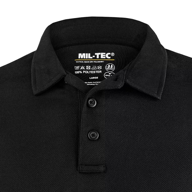 Футболка Mil-Tec швидкосохнуча Tactical Quick Dry Poloshirt L Black (10961002-904-L) - изображение 5