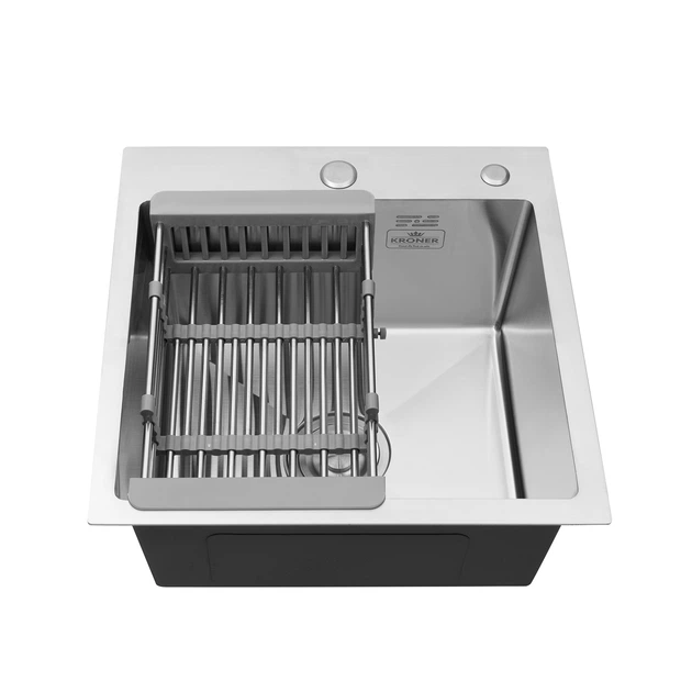 Комплект кухонної мийки Kroner KRP Gebürstet - 4545HM (3.0/1.0 мм) - Фото 9 Комплект кухонної мийки Kroner KRP Gebürstet - 4545HM (3.0/1.0 мм) - зображення 9