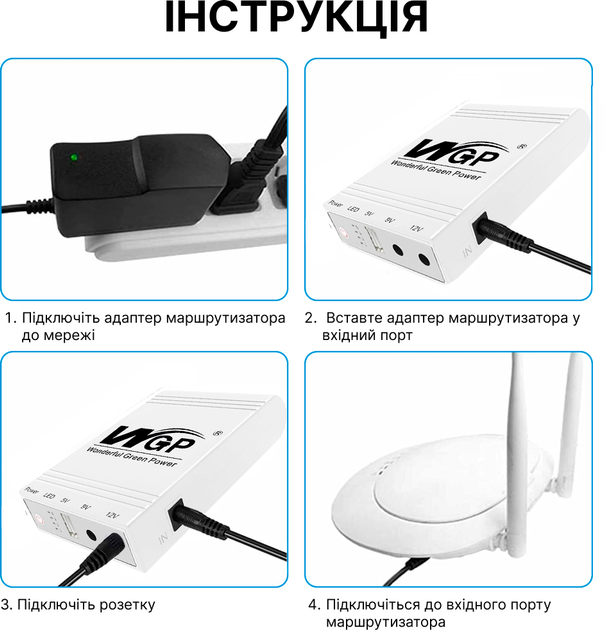 ДБЖ для маршрутизатора WGP 103A-5912 MINI DC 10400mah 5v 9v 12v 32.56Wh (20067-1) - зображення 3