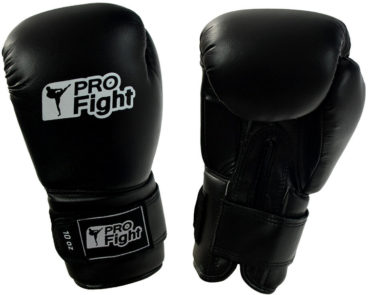 Боксерські рукавички Profight ПВХ розмір 10 Чорні (5902860631255) - зображення 3