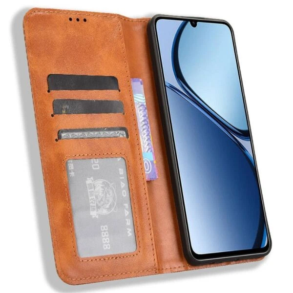 Чехол-книжка Deexe Retro Style для Realme C63 / C61 / Note 60x - Brown - изображение 2