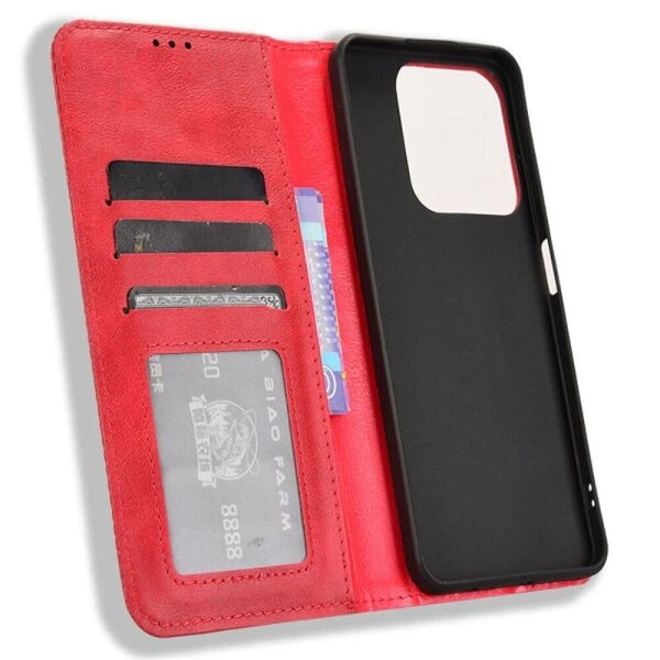 Чехол-книжка Deexe Retro Style для Realme C63 / C61 / Note 60x - Red - изображение 4