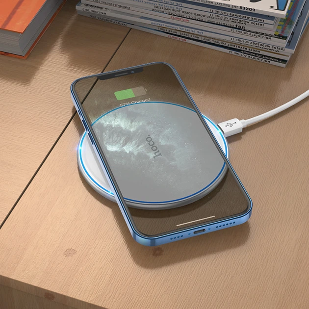 Бездротовий зарядний пристрій HOCO CW6 Pro Easy 15W charging wireless fast charger кругла бездротова зарядка чорна - Фото 4 Бездротовий зарядний пристрій HOCO CW6 Pro Easy 15W charging wireless fast charger кругла бездротова зарядка чорна - зображення 4
