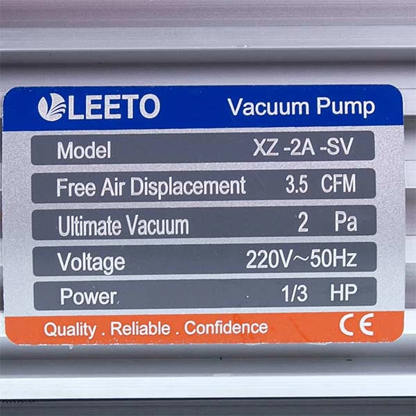 Вакуумный насос с манометром LEETO XZ-2A/C-SV (1 ступ./100 л/мин.) - изображение 2