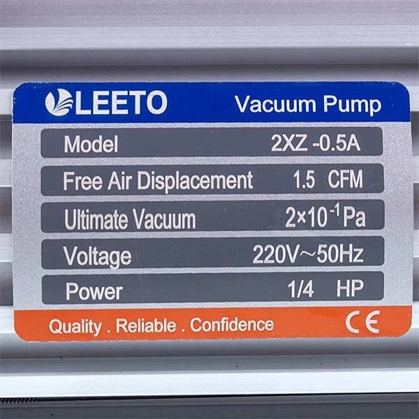 Вакумний насос LEETO 2XZ-0,5A/C (2 ступ./42 літ/хв.) - зображення 2