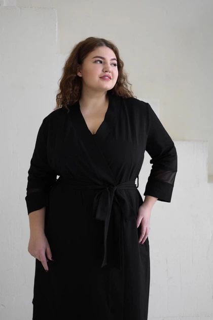 Халат для вагітних та годуючих мам AMO'D'AMO 3XL Чорний - Фото 4 Халат для вагітних та годуючих мам AMO'D'AMO 3XL Чорний - изображение 4