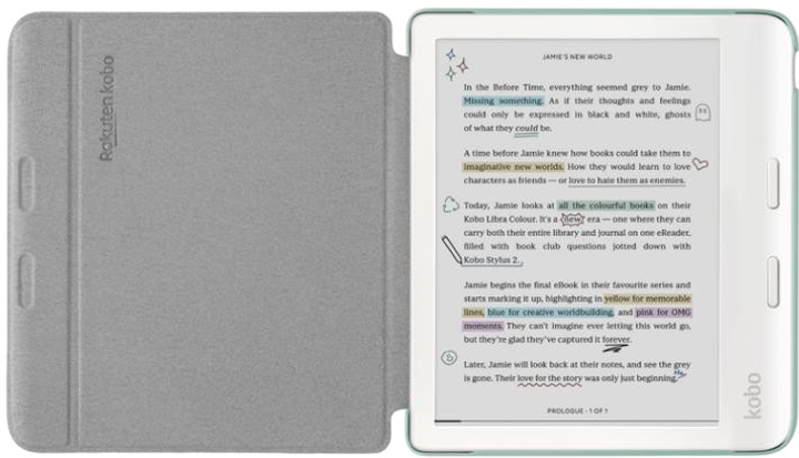 Чохол на читач електронних книг Kobo Libra Colour Basic SleepCover Garden Green (N428-AC-GR-O-PU) - зображення 3