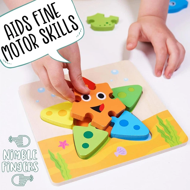 Дерев'яна розвиваюча іграшка монтессорі Головоломка-пазл Jaques of London Sea Animal Puzzle - зображення 3