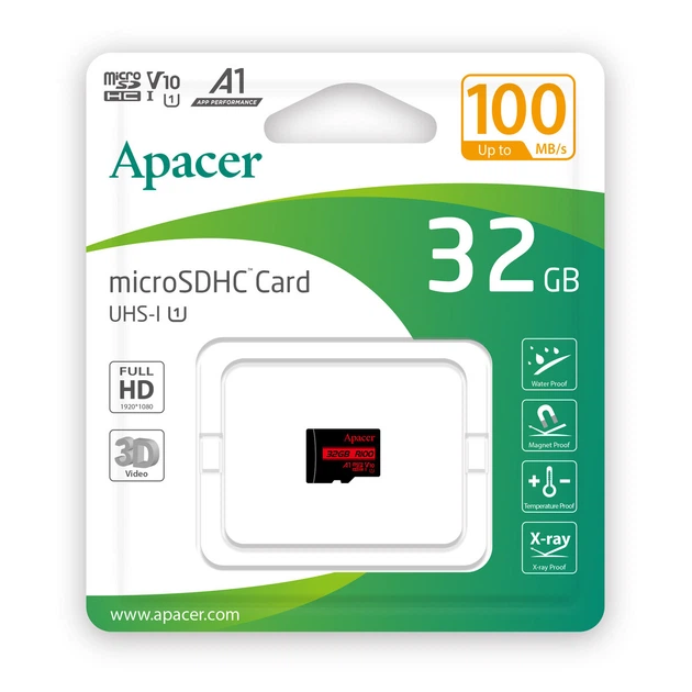 Карта памяті microSDHC (UHS-1) Apacer 32Gb class 10 V10 A1 R100MB/s (AP32GMCSH10UB-RA) - Фото 2 Карта памяті microSDHC (UHS-1) Apacer 32Gb class 10 V10 A1 R100MB/s (AP32GMCSH10UB-RA) - зображення 2