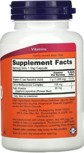 Вітамін С NOW Vitamin C-1000 RH NO TR 100 tabs - Фото 3 Вітамін С NOW Vitamin C-1000 RH NO TR 100 tabs - зображення 3