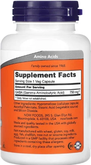 Габа NOW GABA 750mg 100 vcaps - изображение 2