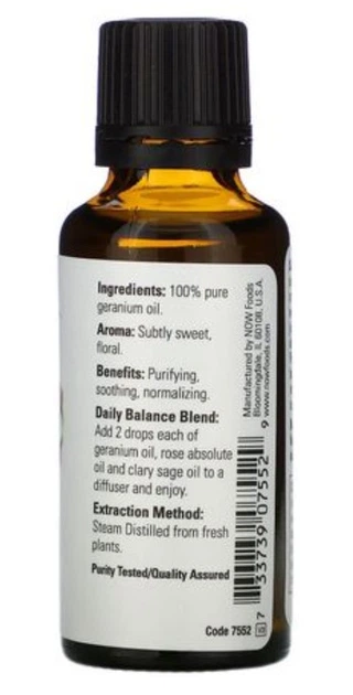 Эфирное масло герани Now Foods Organic Geranium Oil 30ml - изображение 2