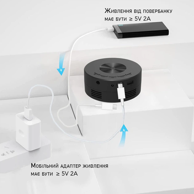 Мини проектор от повербанка для телефона Android и iPhone с питанием от USB повербанка, детский проектор - изображение 2