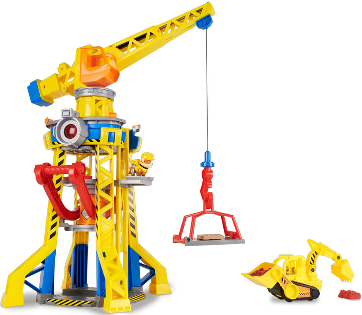 Dźwig Spin Master Psi Patrol Rubble i jego Ekipa 60 cm z buldożerem figurką piaskiem kinetycznym i akcesoriami (6067494) - obraz 3