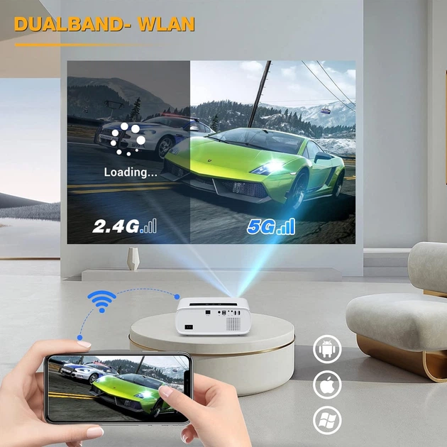 Мультимедійний проектор TOPVISION JQ818B Full HD LED 12000 лм Wi-Fi Bluetooth з динаміками - Фото 2 Мультимедійний проектор TOPVISION JQ818B Full HD LED 12000 лм Wi-Fi Bluetooth з динаміками - зображення 2