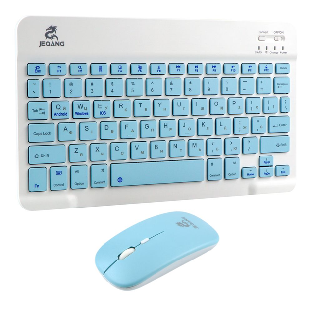 Комплект беспроводная клавиатура/USB мышка JEQANG JB-350 с кабель USB - Type C/Bluetooth V5.0 Blue - изображение 2