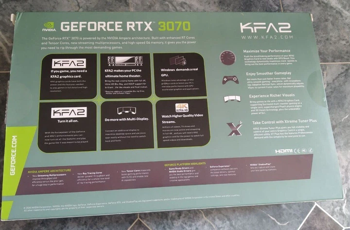 Дискретная видеокарта KFA2 GeForce RTX 3070 EX, 8 GB GDDR6, 256-bit / DisplayPort, HDMI (1-Click OC) (37NSL6MD2V7K) б/у - изображение 8